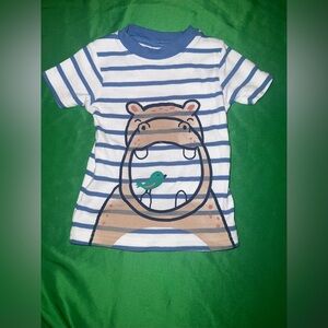 Carter's Blue and White Striped Hippo Tee 12 Months